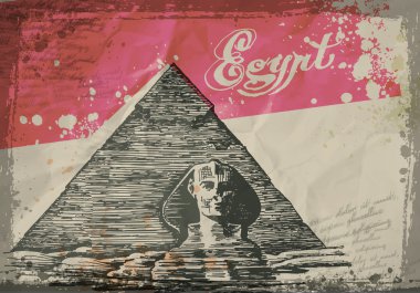 Pyramids in the desert. Hand drawn pencil sketch vector illustration clipart