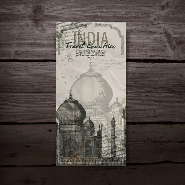 Taj Mahal. Illustrazione vettoriale schizzo a matita disegnata a mano — Vettoriale Stock