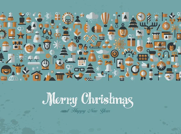 Feliz Navidad. Tarjeta de felicitación. iconos — Vector de stock