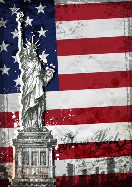 Özgürlük heykeli. Amerika Birleşik Devletleri bayrağı