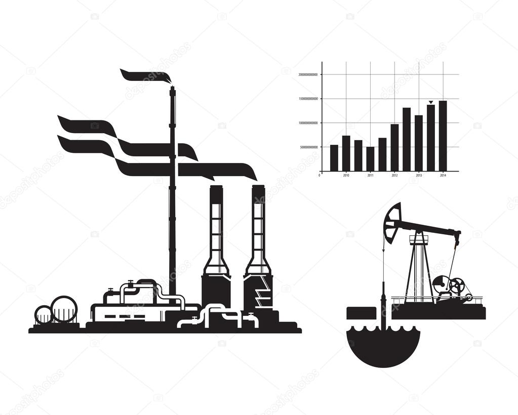 oil and gas. Factory icons