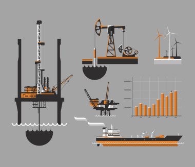 Oil and petroleum icon set clipart