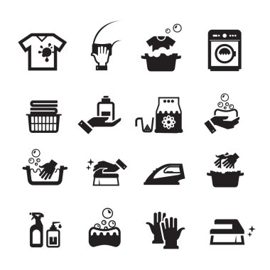 Icons set yıkama Çamaşırhane