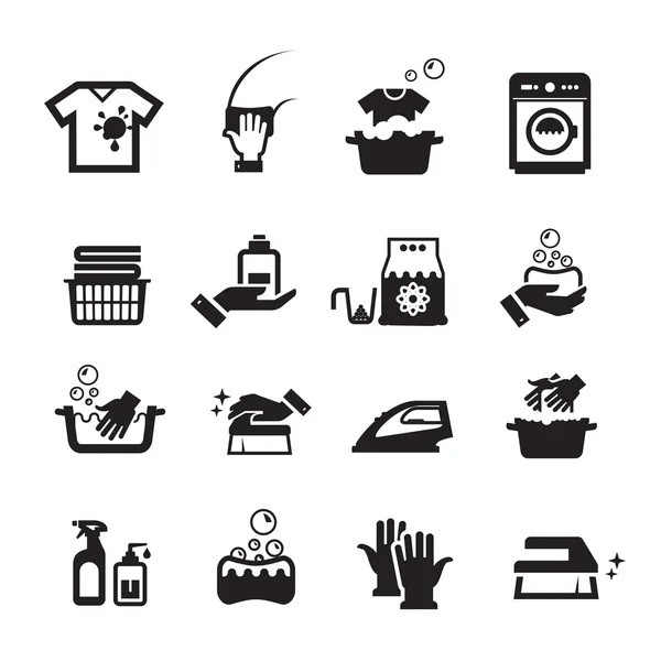 Laundry washing icons set — Stock Illustration Laundry washing icons set Royalty Free Stock Vectors