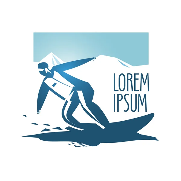 Modello di design del logo vettoriale dello snowboard. icona dello sport o della ricreazione . — Vettoriale Stock