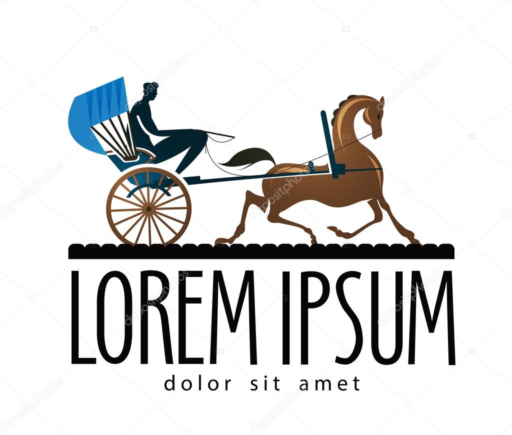 Carriage and horses on a white background. vector illustration