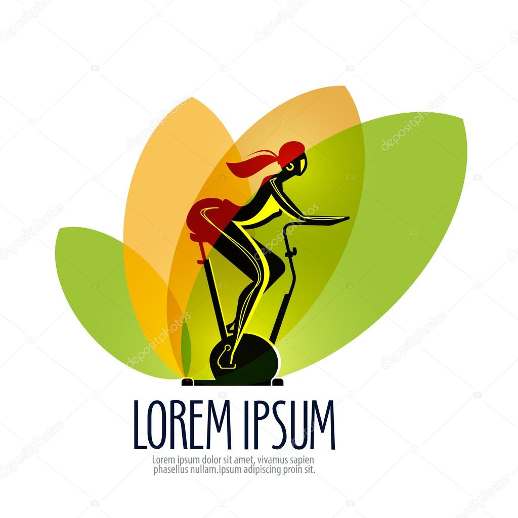 Sport. girl on a bike on a white background. vector illustration