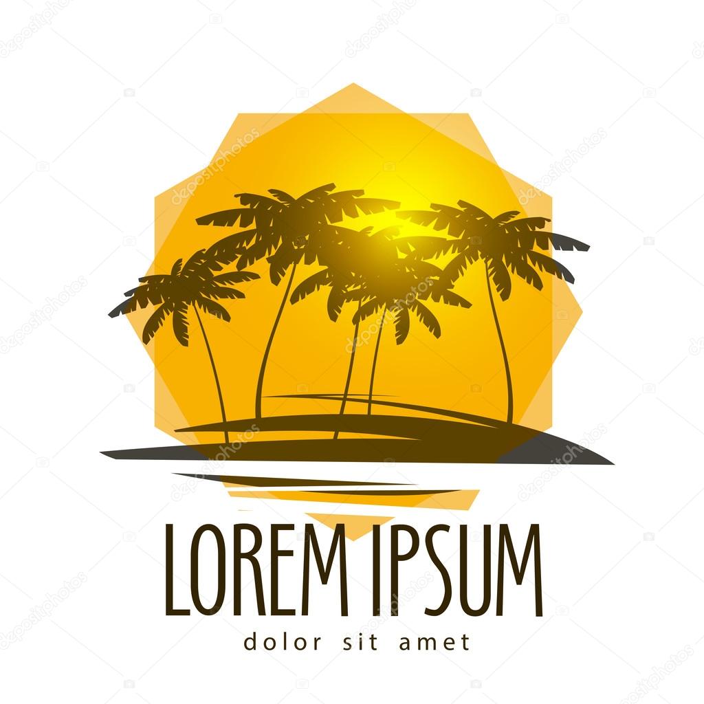 The tropics. Palm trees, beach, rest on a white background. vector illustration