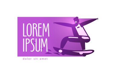 kaykay logo tasarım şablonu. spor / eğlence simgesini.