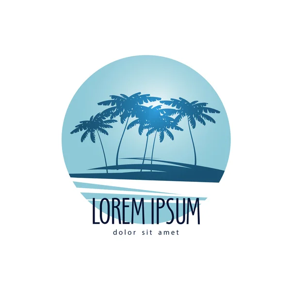 Plantilla de diseño de logotipo de palmeras. isla tropical o icono de vacaciones . — Archivo Imágenes Vectoriales