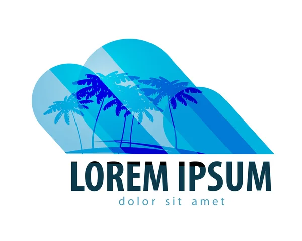 Tropik logo tasarım şablonu. Palmiye ağaçları veya seyahat simgesi. — Stok Vektör