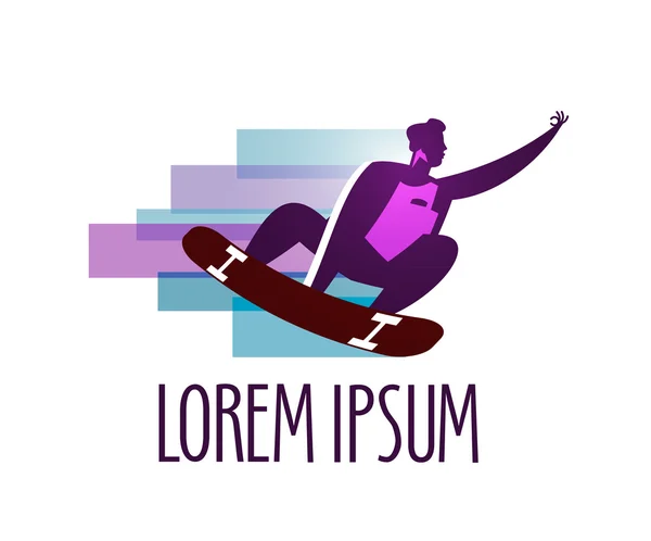 Skateboard modello di design del logo vettoriale. skateboarder o icona dello sport . — Vettoriale Stock