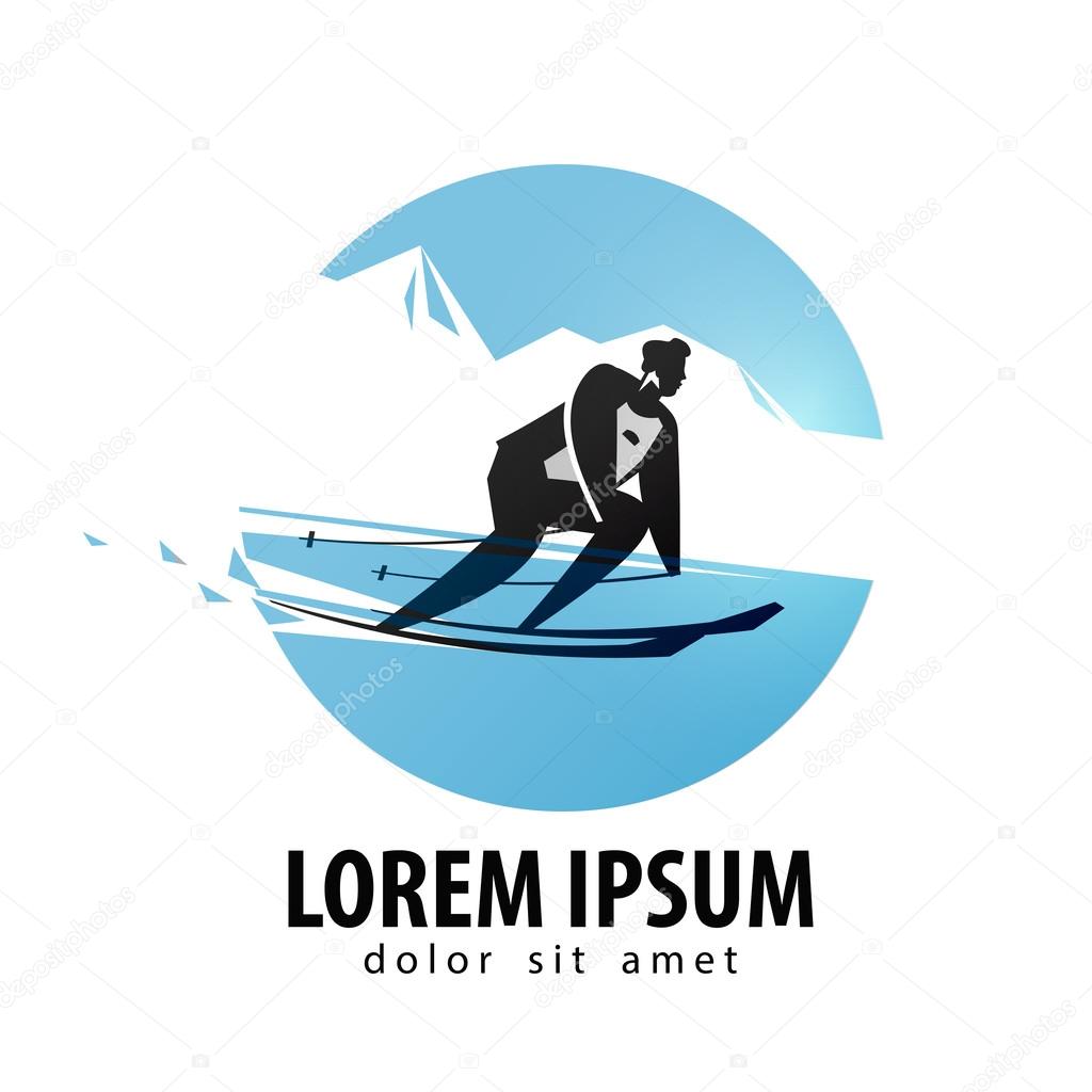 Sport. The athlete is skiing on a white background. vector illustration