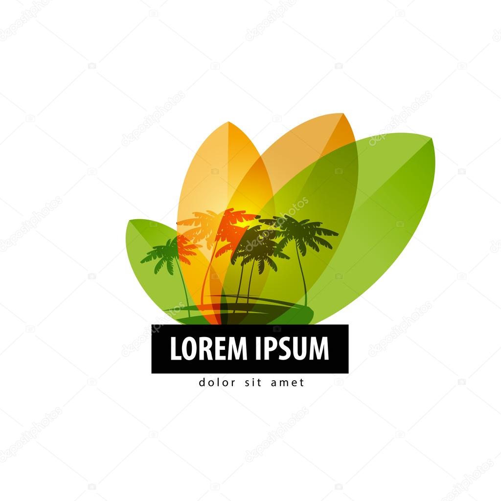 Nature. Palm trees on the beach on a white background. vector illustration