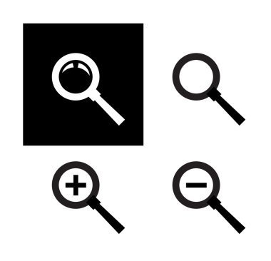 Arama vektör logo tasarım şablonu. Büyüteç camı veya Yakınlaştır simgesini.