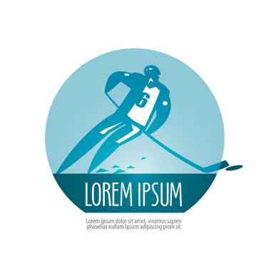 Hokey vektör logo tasarım şablonu. Hokey oyuncu ya da spor simgesi.
