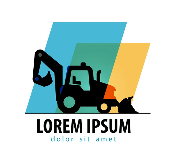 Konstruktion traktor vektor logotyp formgivningsmall. bulldozer eller lastbil ikonen. — Stock vektor