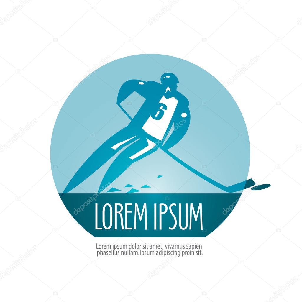 Hockey. hockey player and sports on a white background. vector illustration