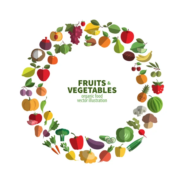 Gıda. meyve ve sebze Icon set — Stok Vektör