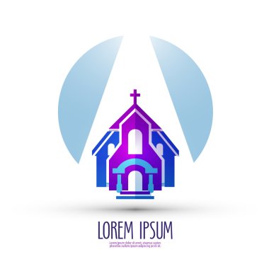 Kilise vektör logo tasarım şablonu. din veya tapınağın kutsal kişilerin resmi.