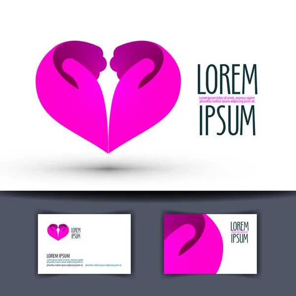 Modèle de conception de logo vectoriel coeur. mains ou icône d'amour . — Image vectorielle