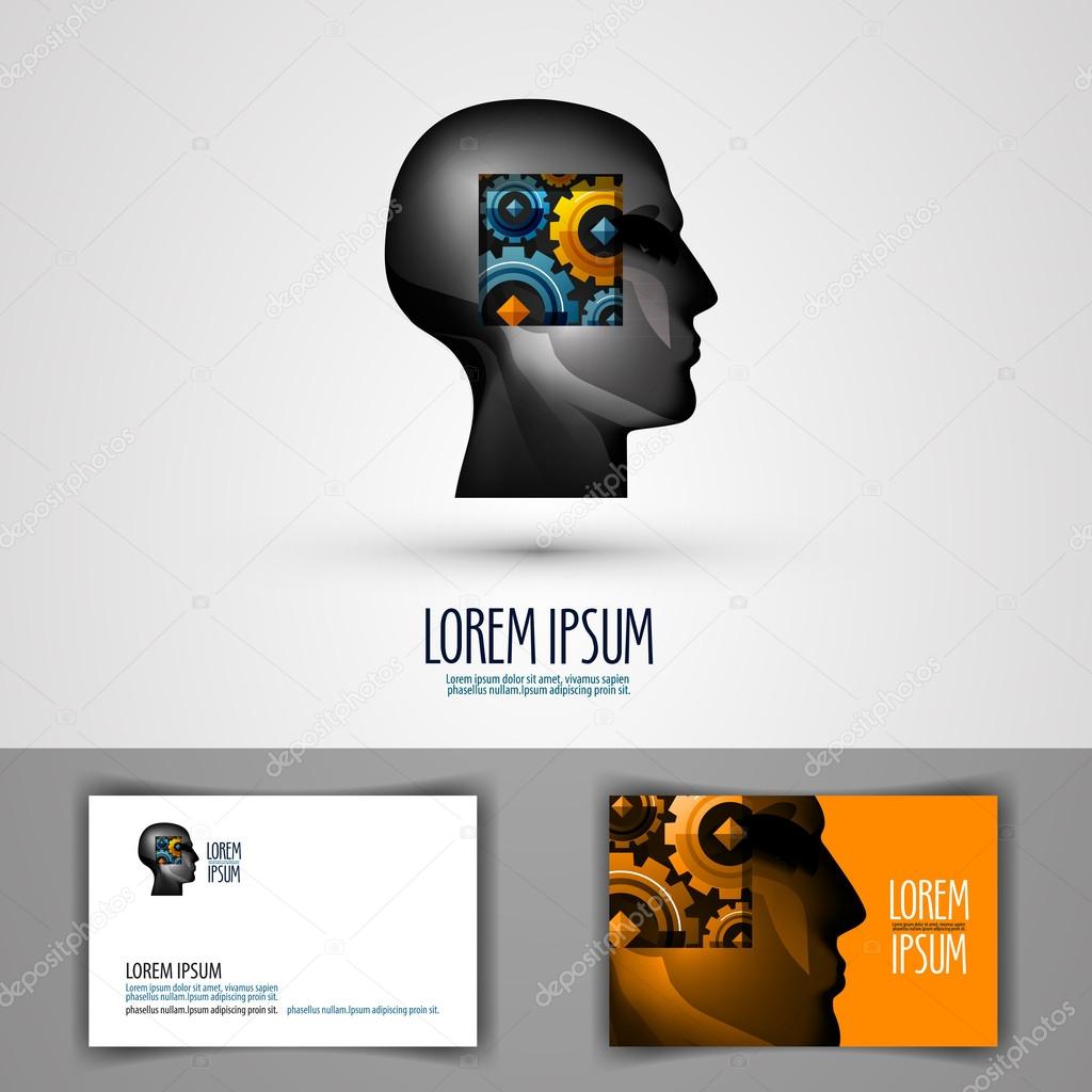 Abstraction. head of a man and gear. vector illustration