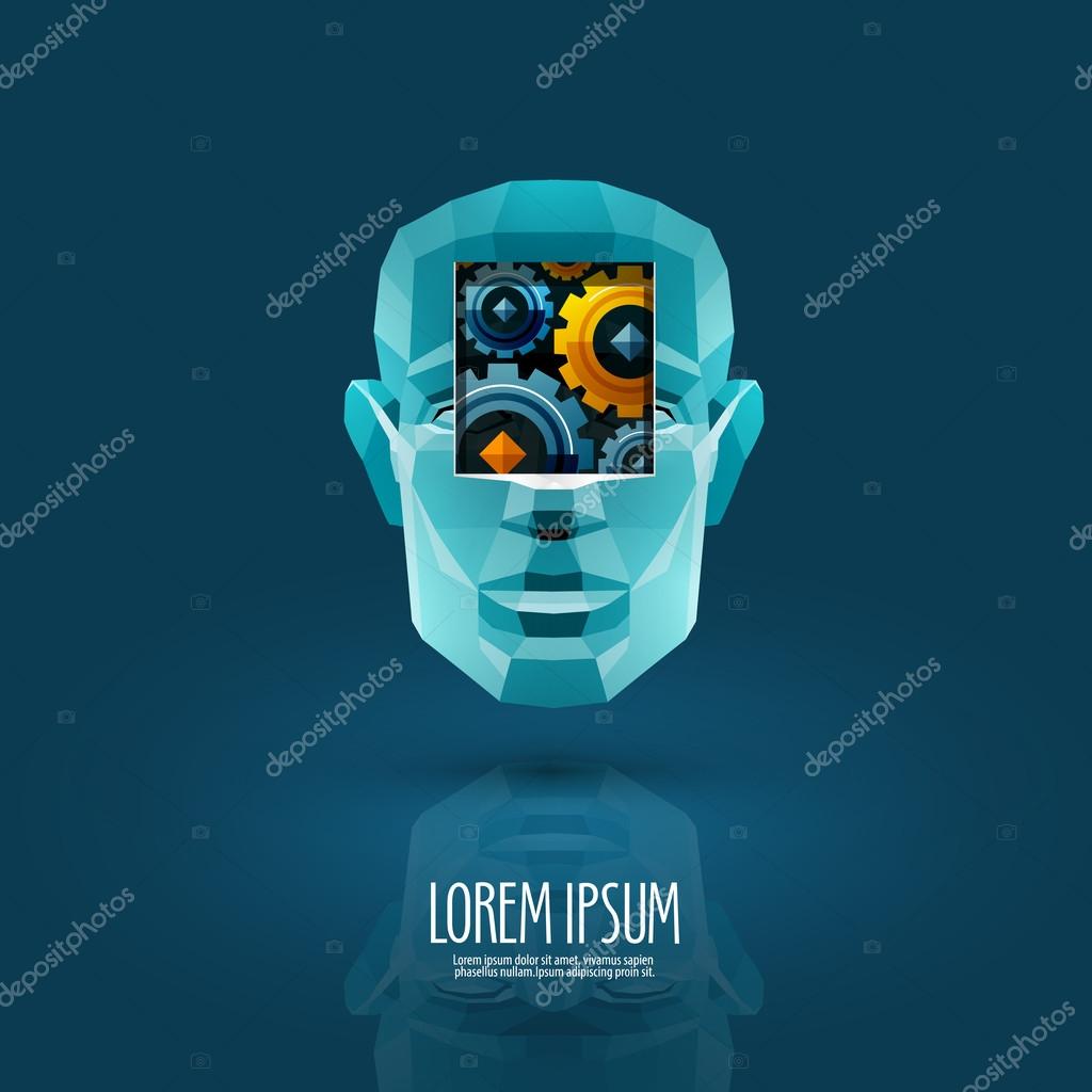 Abstraction. head of a man and gear. vector illustration