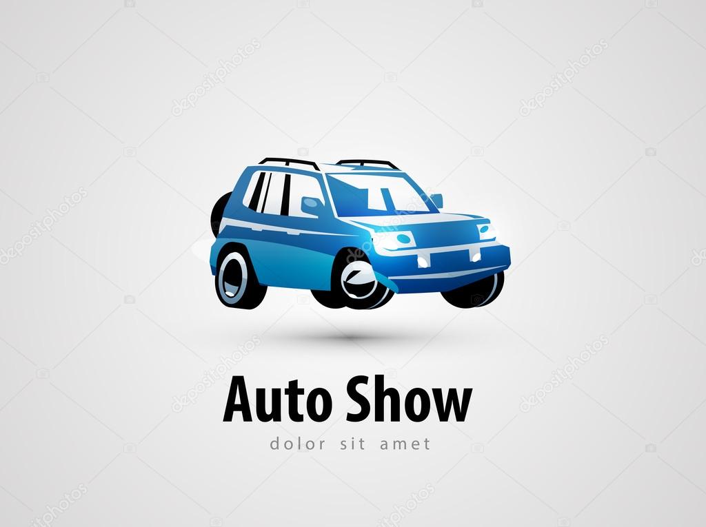 Blue car on a gray background. vector illustration