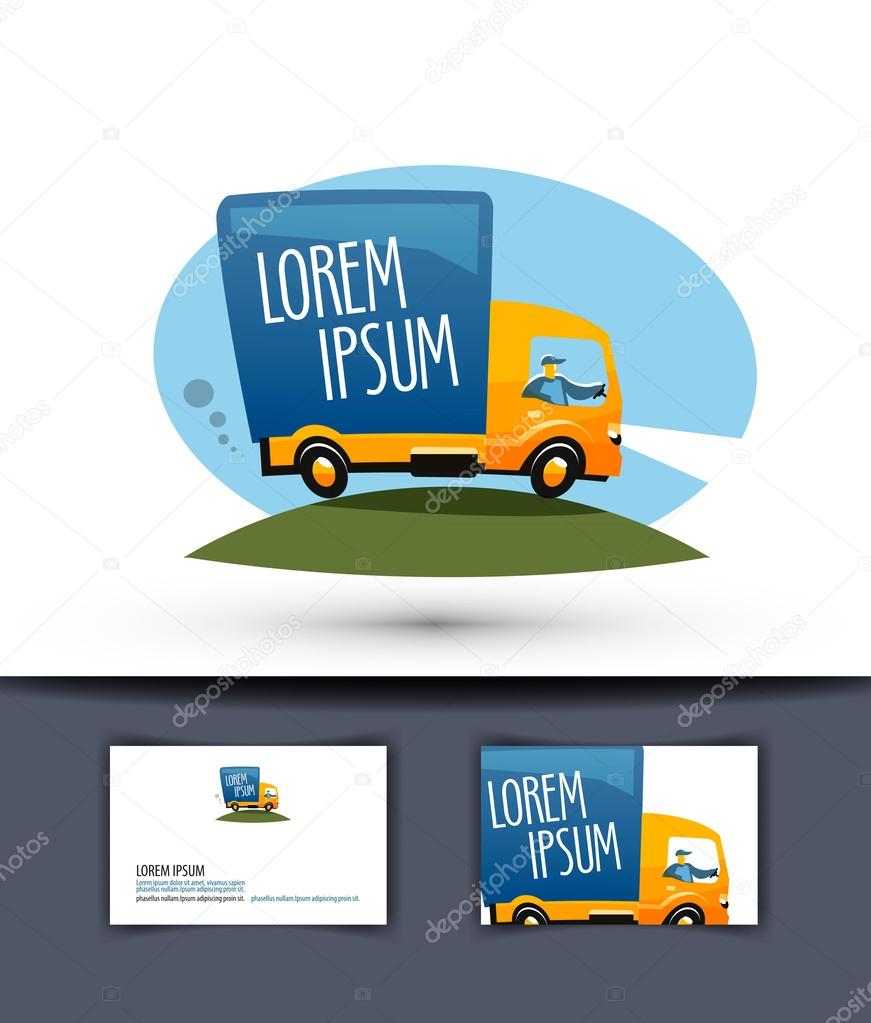Delivery. truck driving on a road on a white background. vector illustration