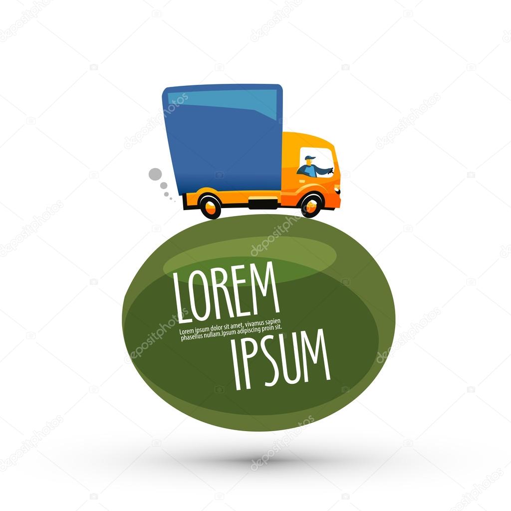 Business. truck travels in a circle on a white background. vector illustration