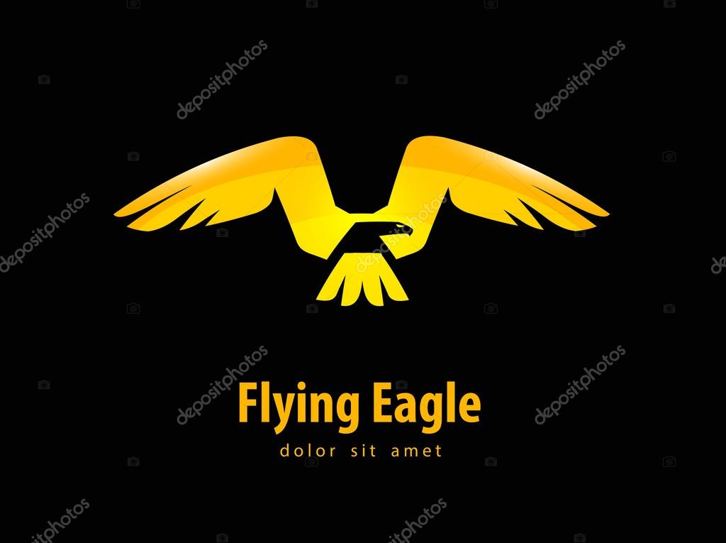 Flying eagle on a black background. vector illustration