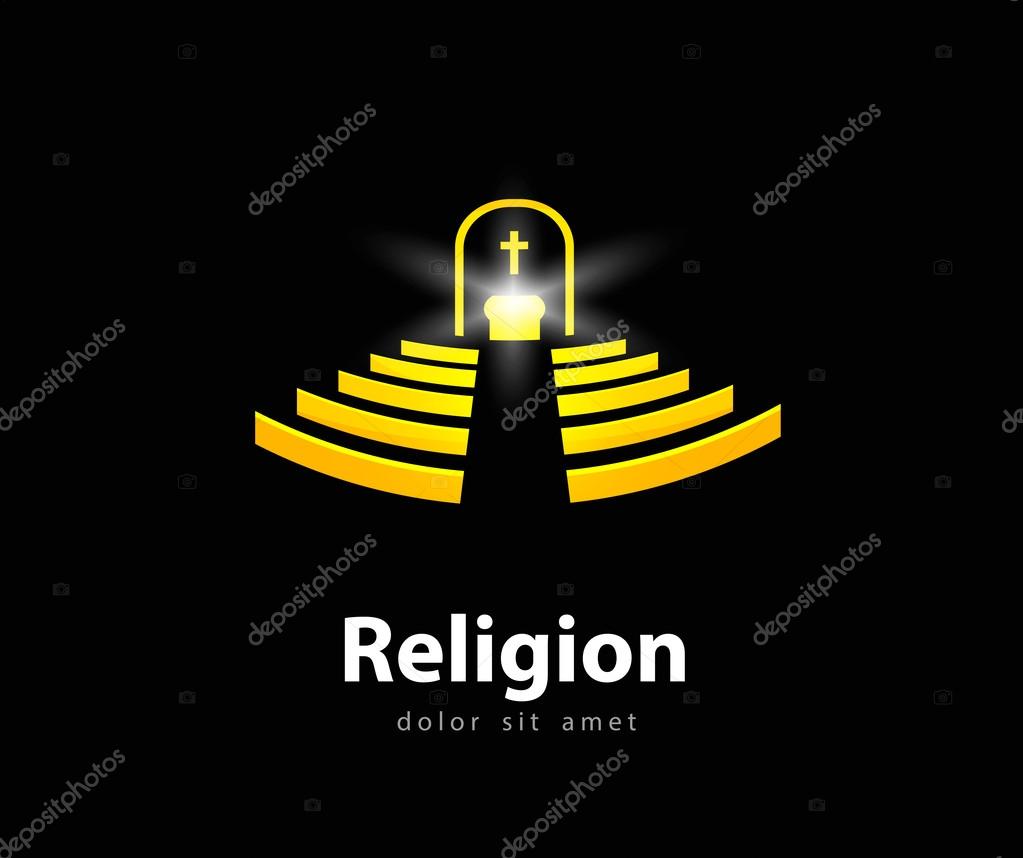 Abstraction. interior of the church on a black background. vector illustration