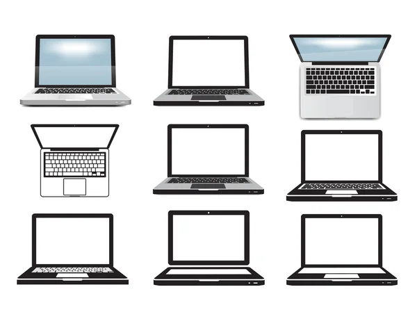 Laptop számítógép. Az ikonok, szimbólumok — Stock Vector