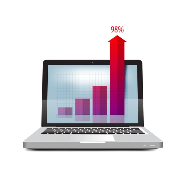 Online bedrijf. Succes in het bedrijfsleven. Laptop pictogram — Stockvector