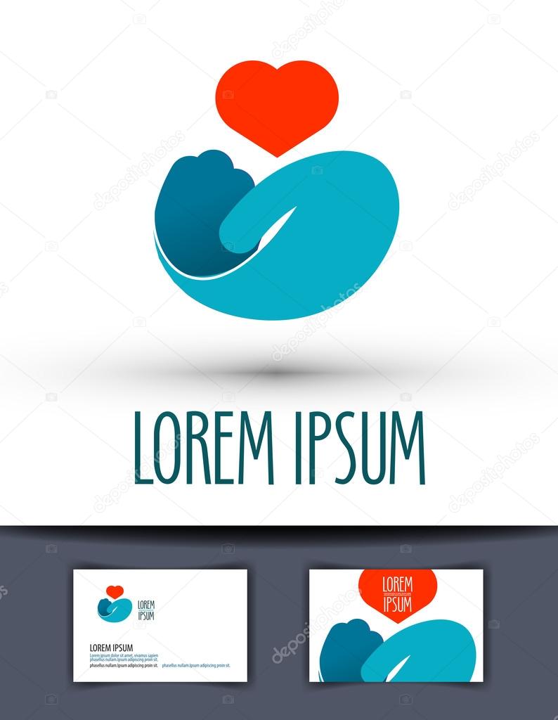 Hand and heart on a white background. vector illustration