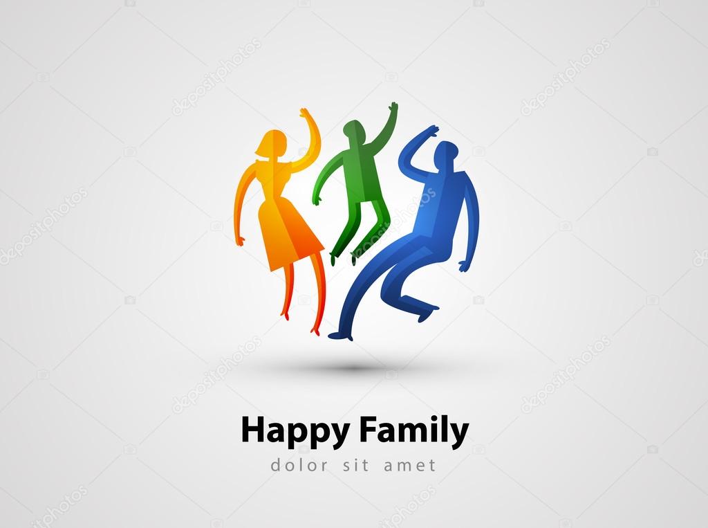 Abstraction. happy family on a gray background. vector illustration