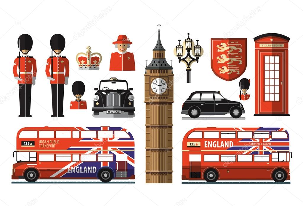 England, London, UK. Set icons