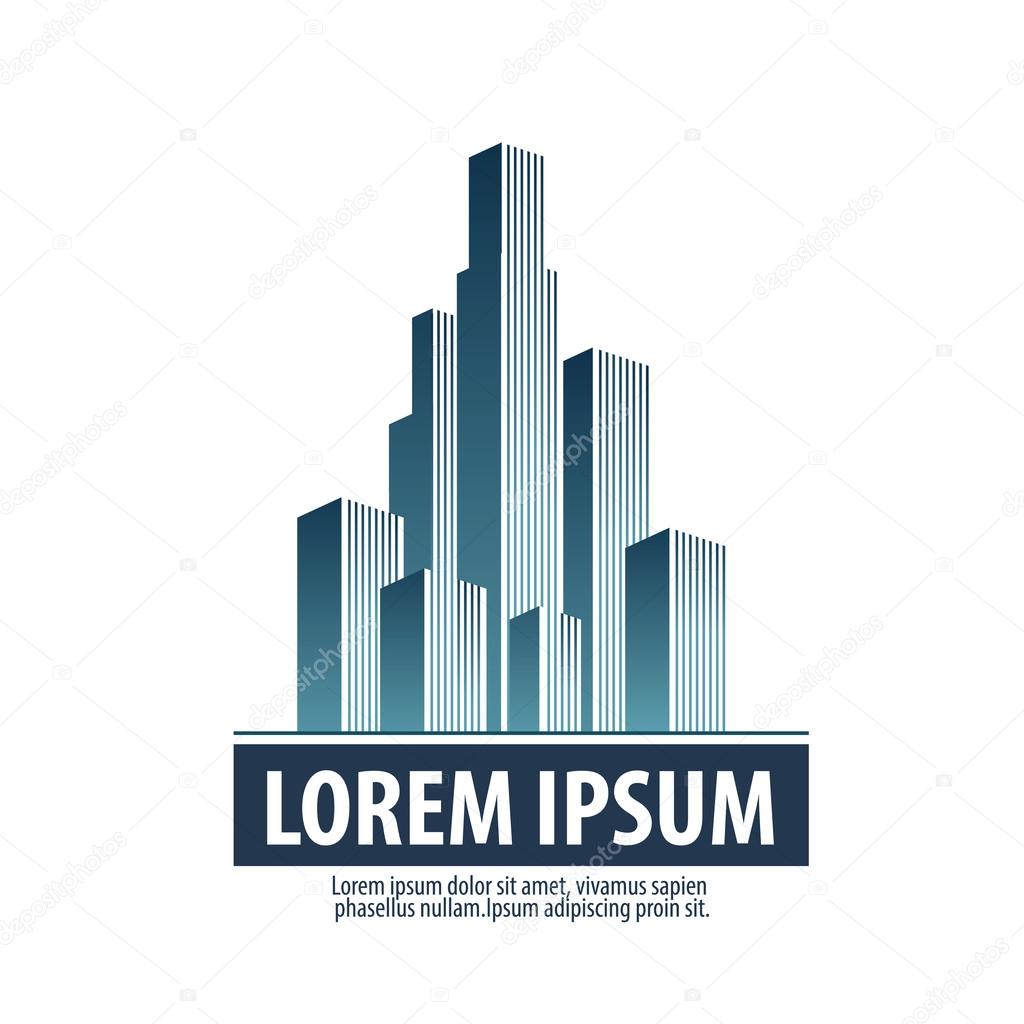 City. Skyscrapers on a white background. Logo, icon