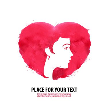 Kadının yüzü ve kalbi. Kız siluet, güzellik, kozmetik, sağlık, spa, moda konular. Yaratıcı simgesi.