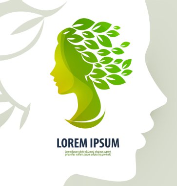 Kadın profili güzellik illüstrasyon vektör. Logo, simge, işaret, amblem, şablon