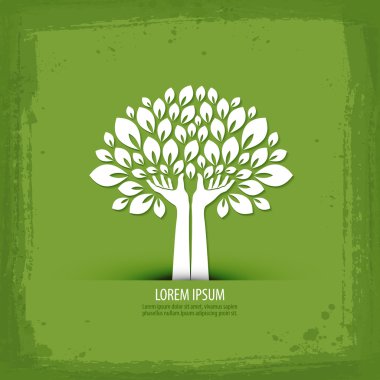 El ve ağaç. logo, simge, işaret, amblem, şablon