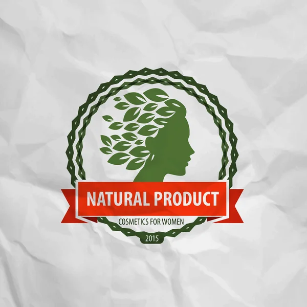 Produit naturel. Logo, icône, signe, emblème, timbre, modèle — Image vectorielle