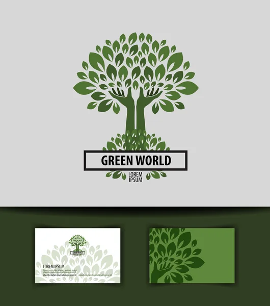 Árvore. logotipo, ícone, sinal, emblema, modelo, cartão de visita — Vetor de Stock
