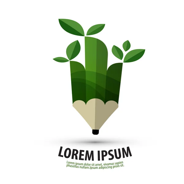 Plantilla de diseño de logotipo de vector de lápiz. ecología o naturaleza icono . — Vector de stock