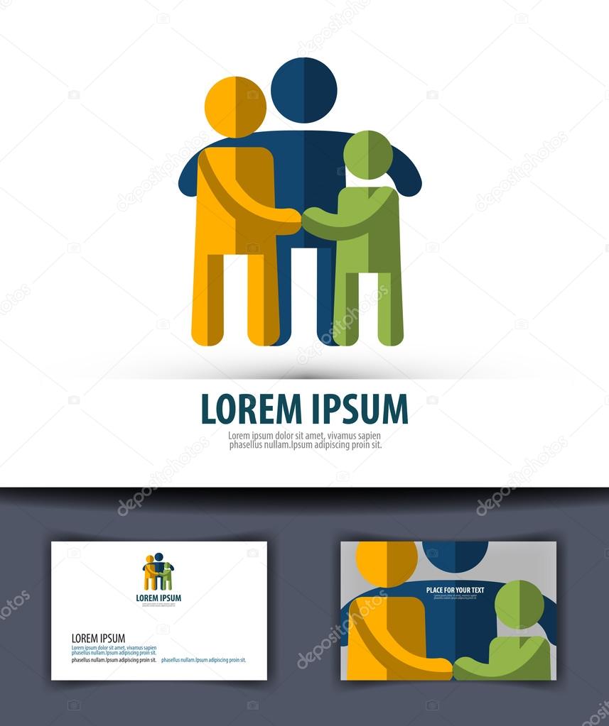 Young family. Colored symbol on your business card. vector illustration