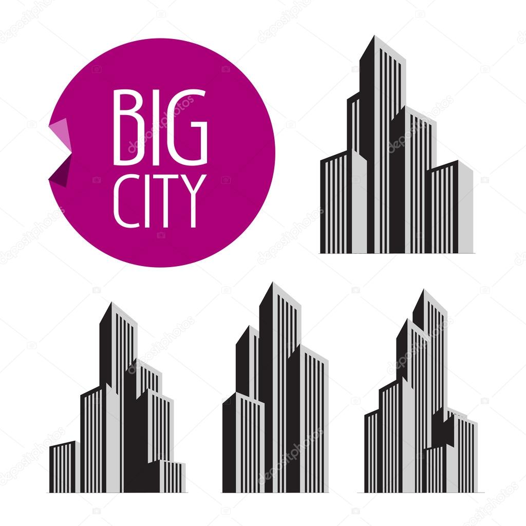City icon collection on a white background. vector illustration