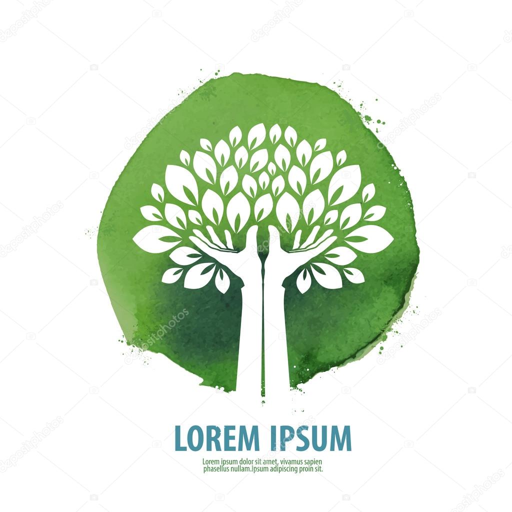 Abstract tree on a green background. vector illustration