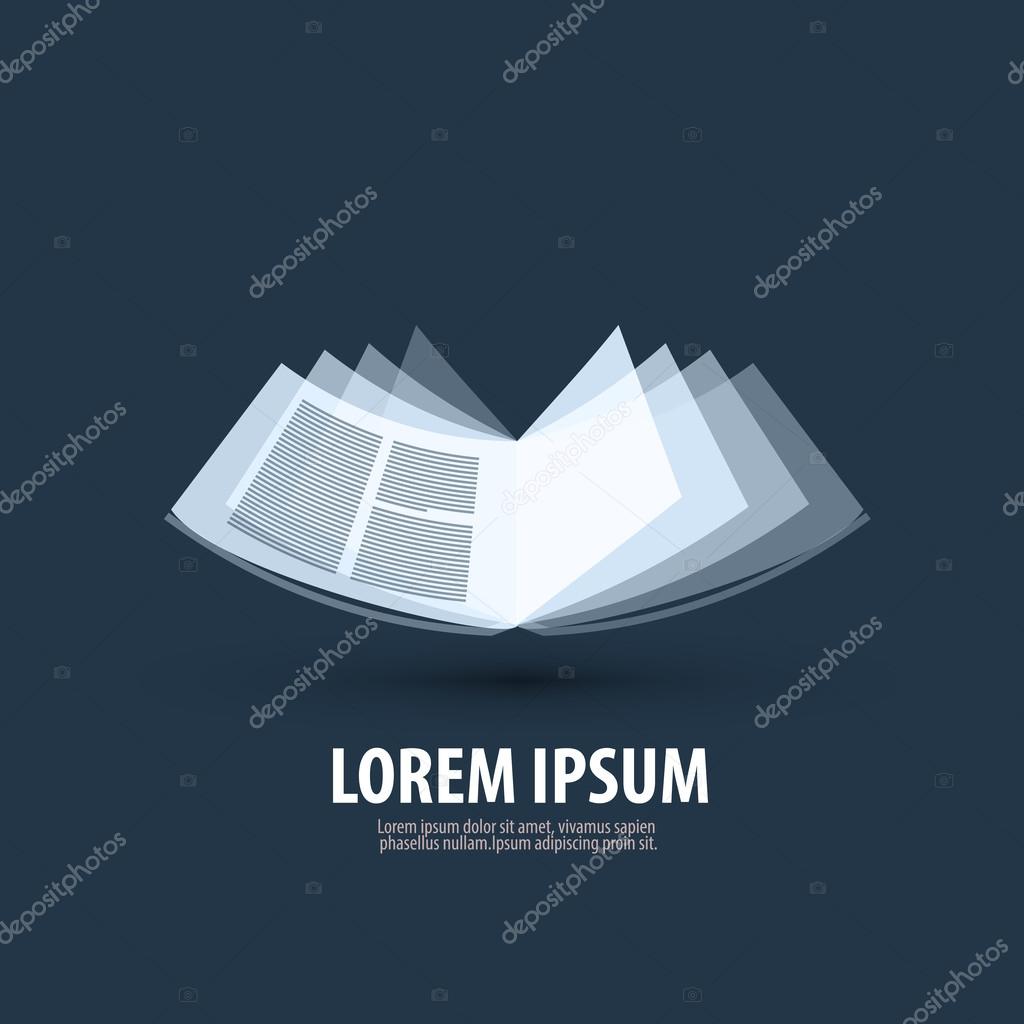 Open book on a dark background. vector illustration