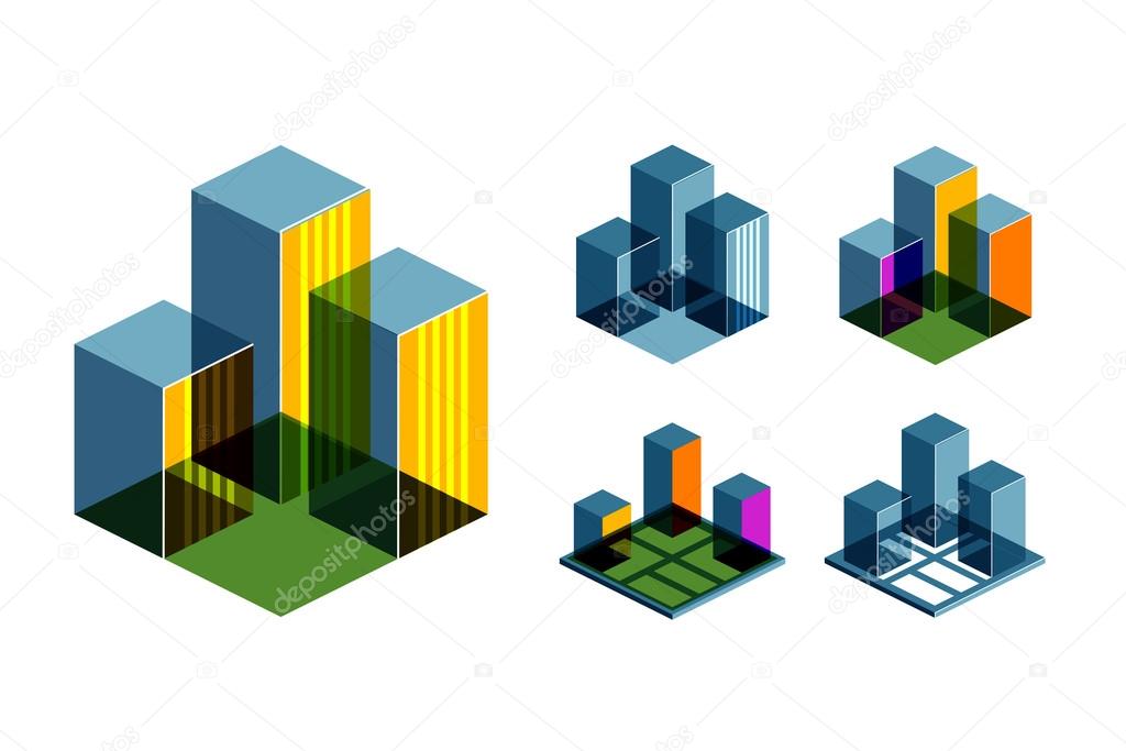 City collection of colored icons on a white background. vector illustration