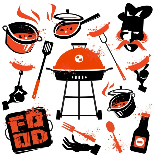 Plantilla de diseño del logotipo del vector BBQ. cocina o icono de cocina . — Vector de stock